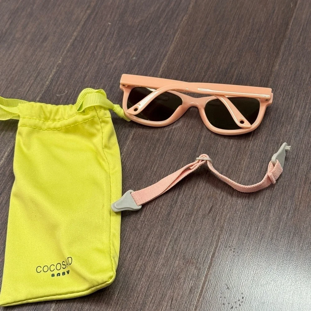 Coco Baby Pink Sunglasses with Strap for Infant Baby Young Toddler